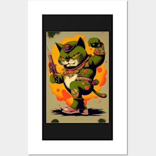 Angry Cat with Gun Posters and Art